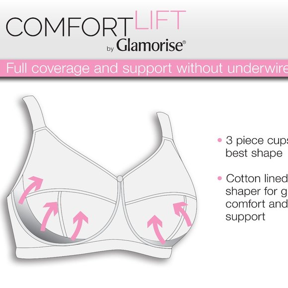 Set of 3! 50F Plus-Size Glamorise COMFORT LIFT Wireless Bra SOFT-LACE Taupe NEW - Picture 9 of 14